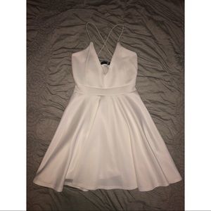 White boohoo flare skater dress